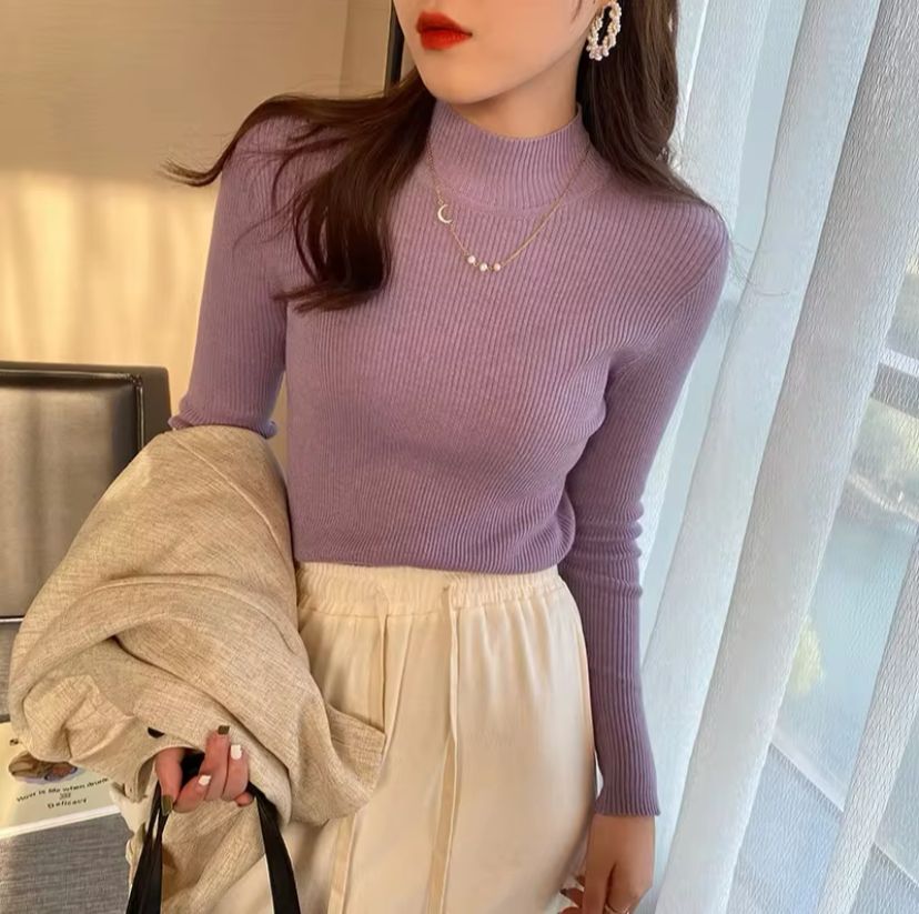 High Neck Long Sleeve Knit Top