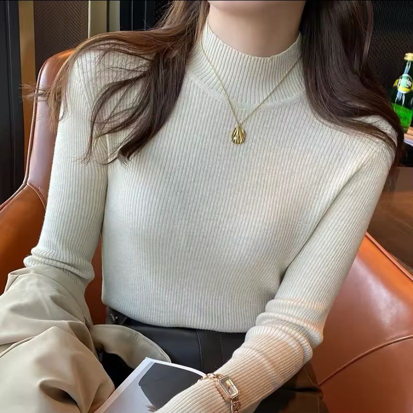 High Neck Long Sleeve Knit Top