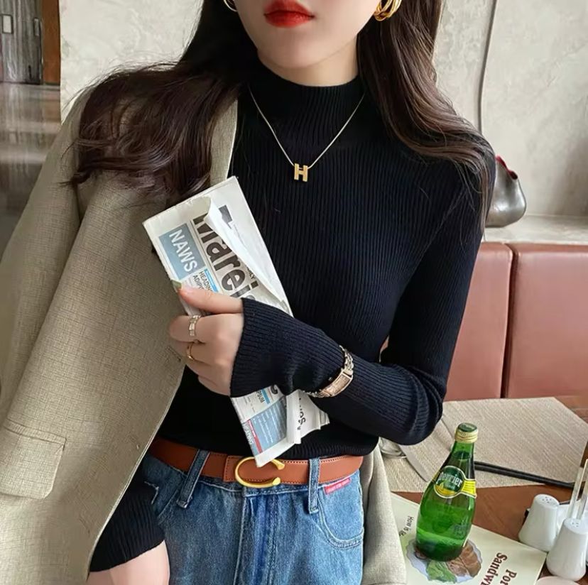 High Neck Long Sleeve Knit Top