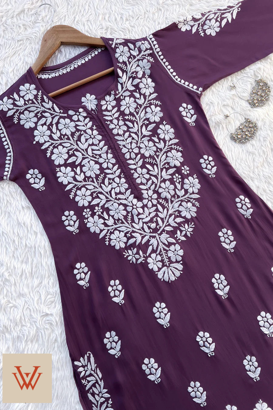 BHUMI CHIKANKARI PREMIUM MODAL STRAIGHT KURTA