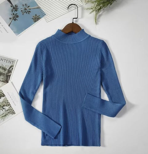 High Neck Long Sleeve Knit Top