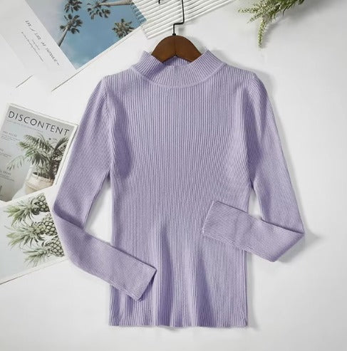 High Neck Long Sleeve Knit Top