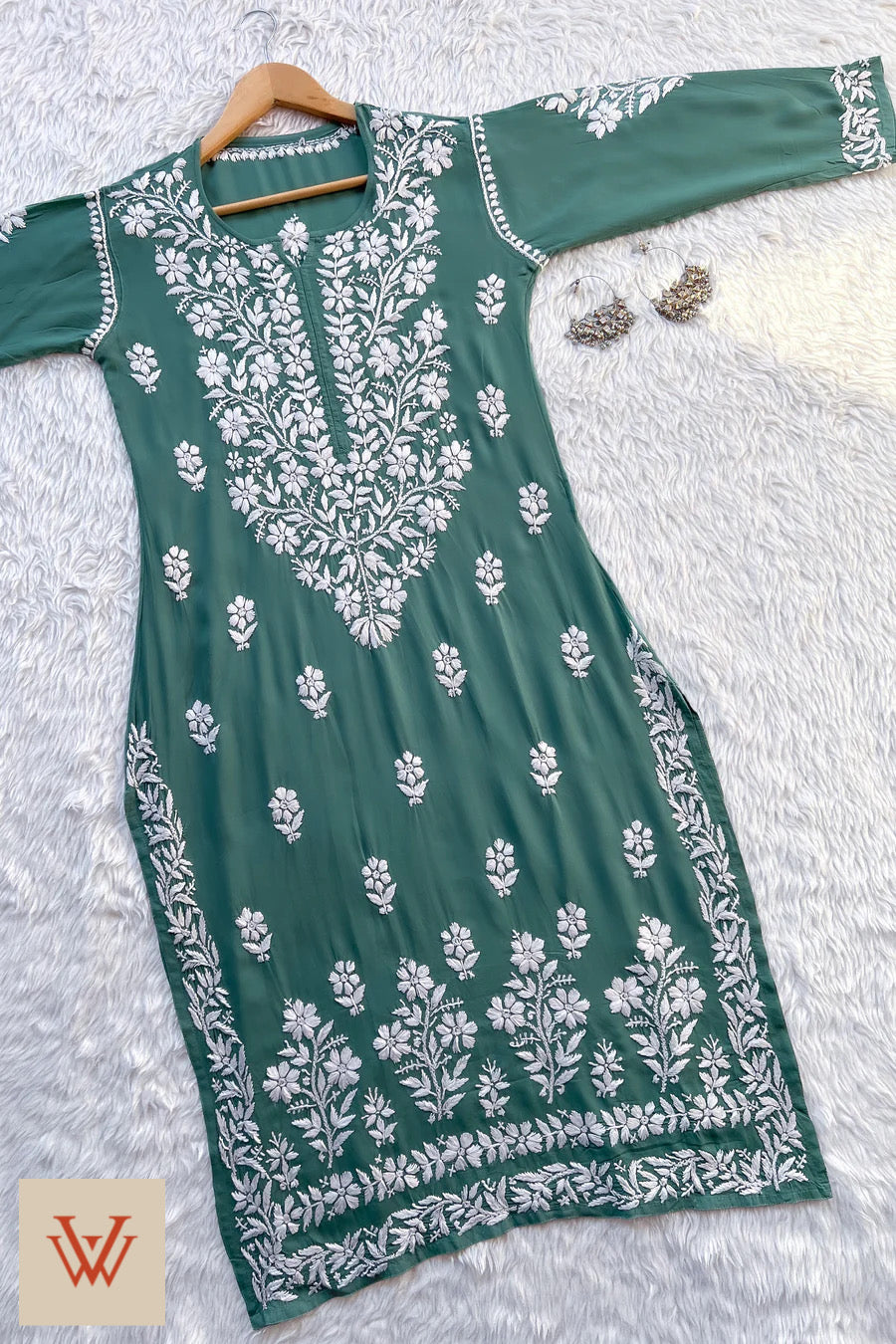 BHUMI CHIKANKARI PREMIUM MODAL STRAIGHT KURTA