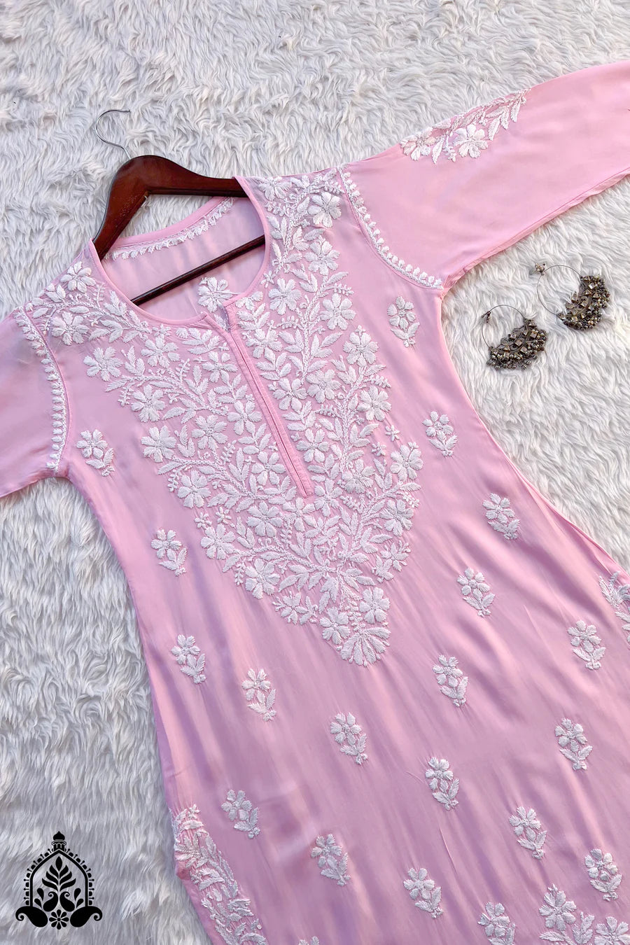 BHUMI CHIKANKARI PREMIUM MODAL STRAIGHT KURTA