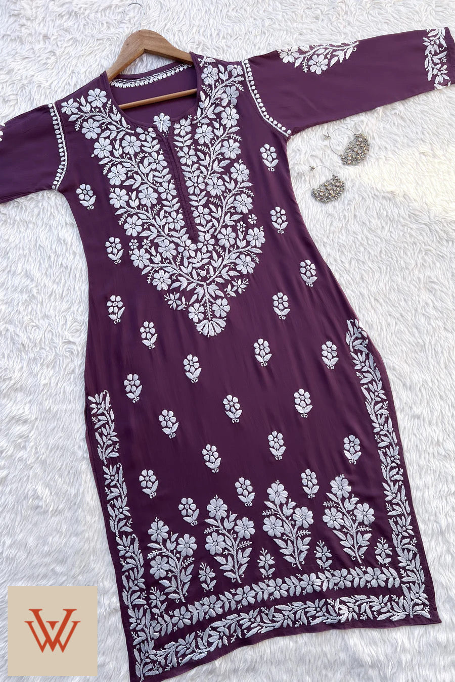 BHUMI CHIKANKARI PREMIUM MODAL STRAIGHT KURTA