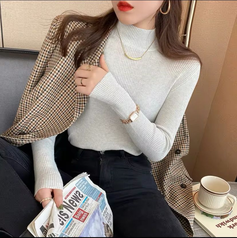 High Neck Long Sleeve Knit Top