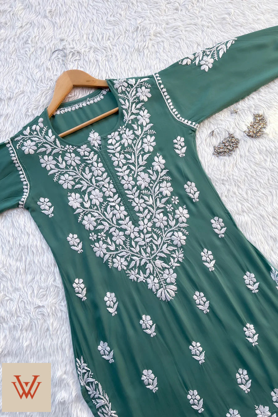 BHUMI CHIKANKARI PREMIUM MODAL STRAIGHT KURTA