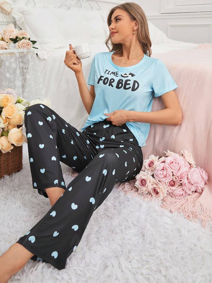 Time For Bed Printed Pj Set