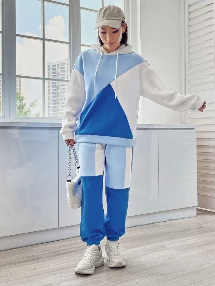 Panel Block Drop Shoulder Track Suit