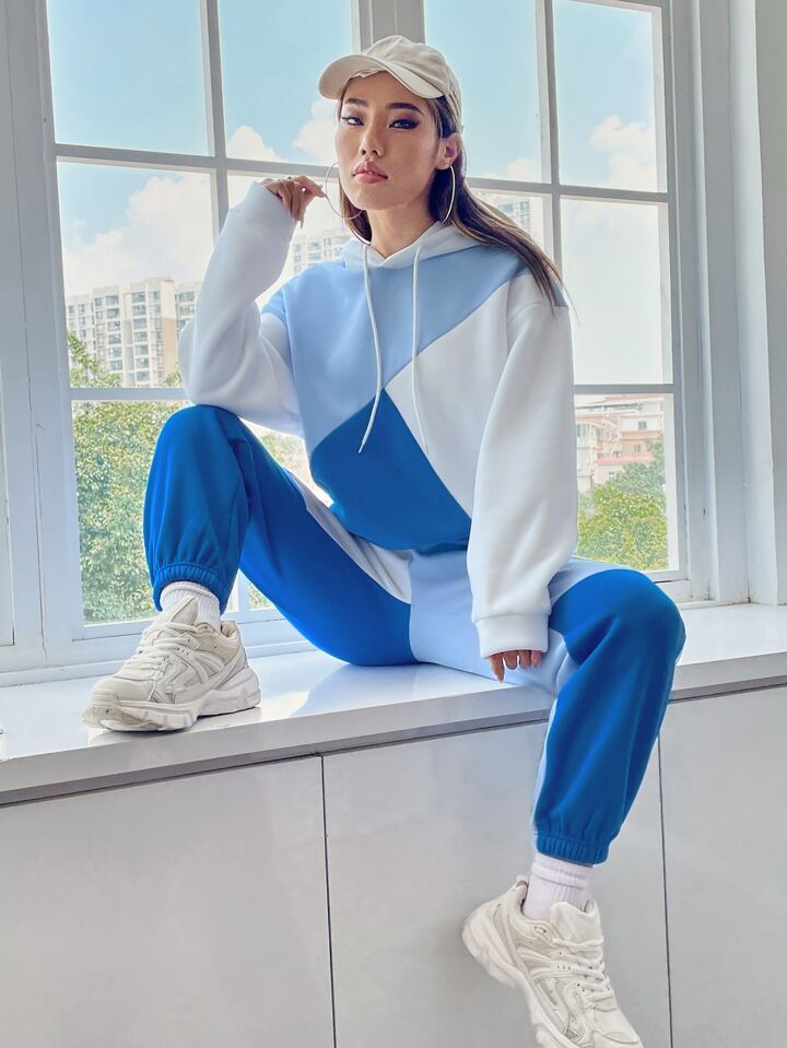 Panel Block Drop Shoulder Track Suit