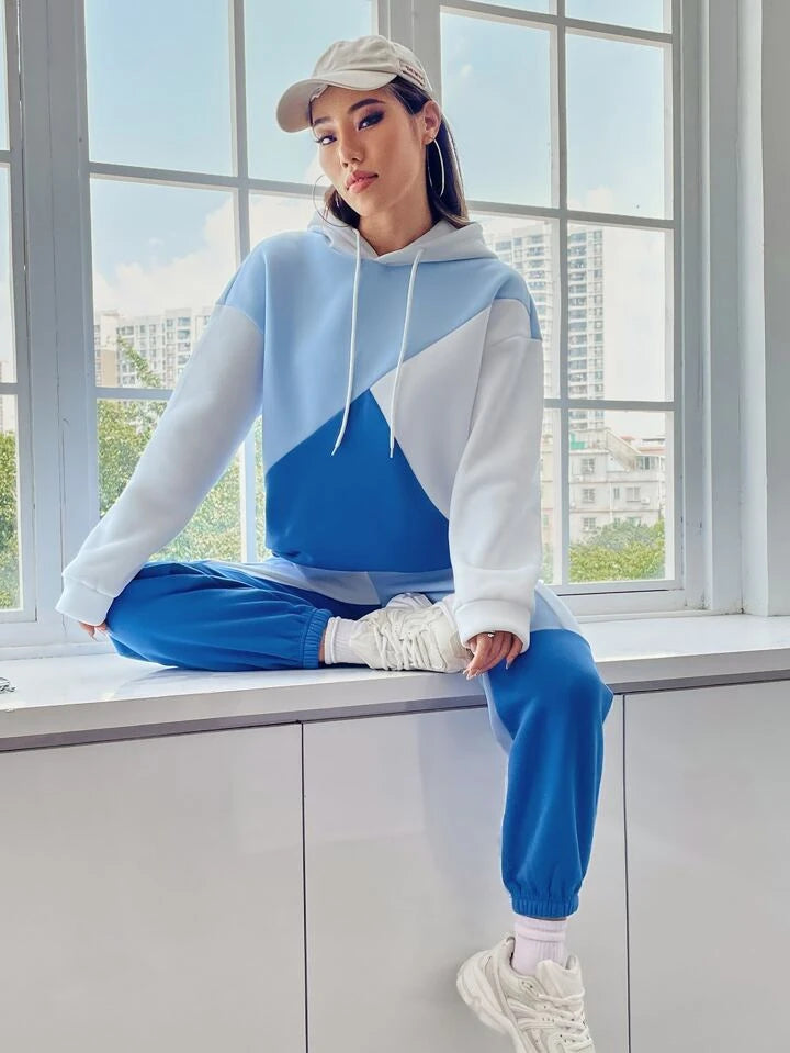 Panel Block Drop Shoulder Track Suit