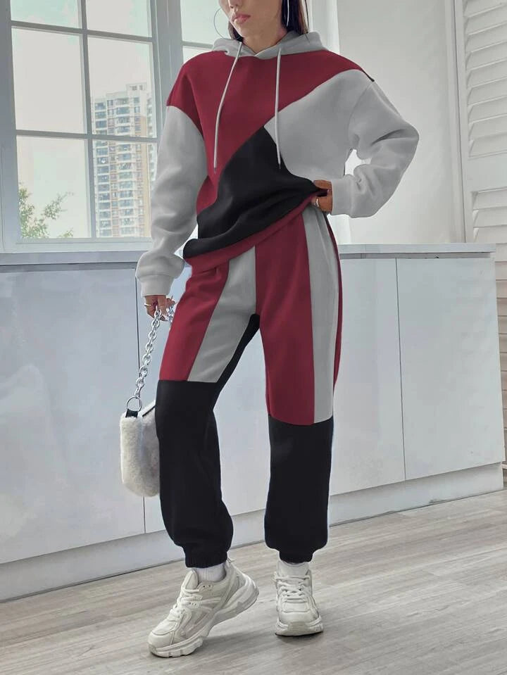 Panel Block Drop Shoulder Track Suit