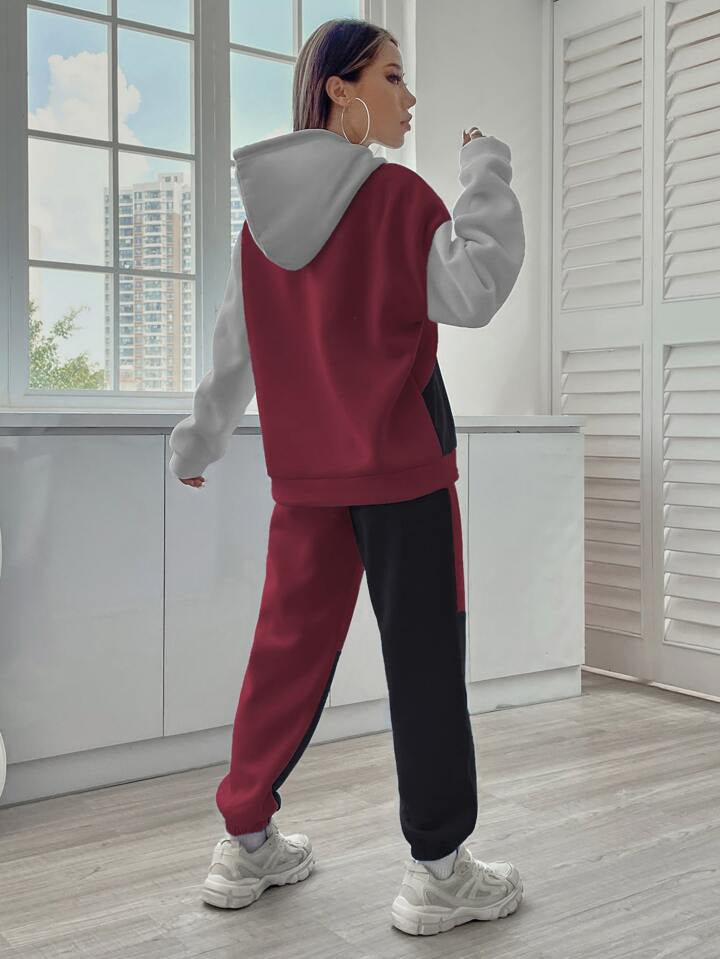 Panel Block Drop Shoulder Track Suit