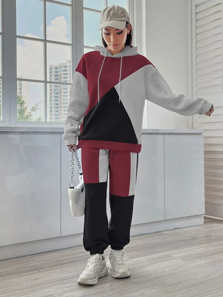 Panel Block Drop Shoulder Track Suit