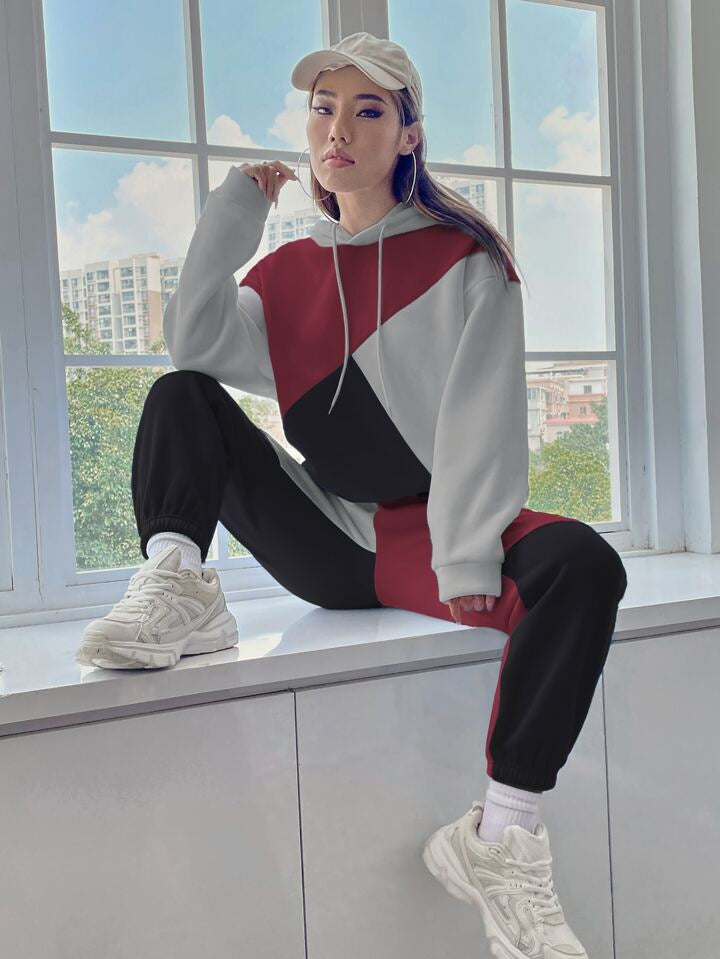 Panel Block Drop Shoulder Track Suit