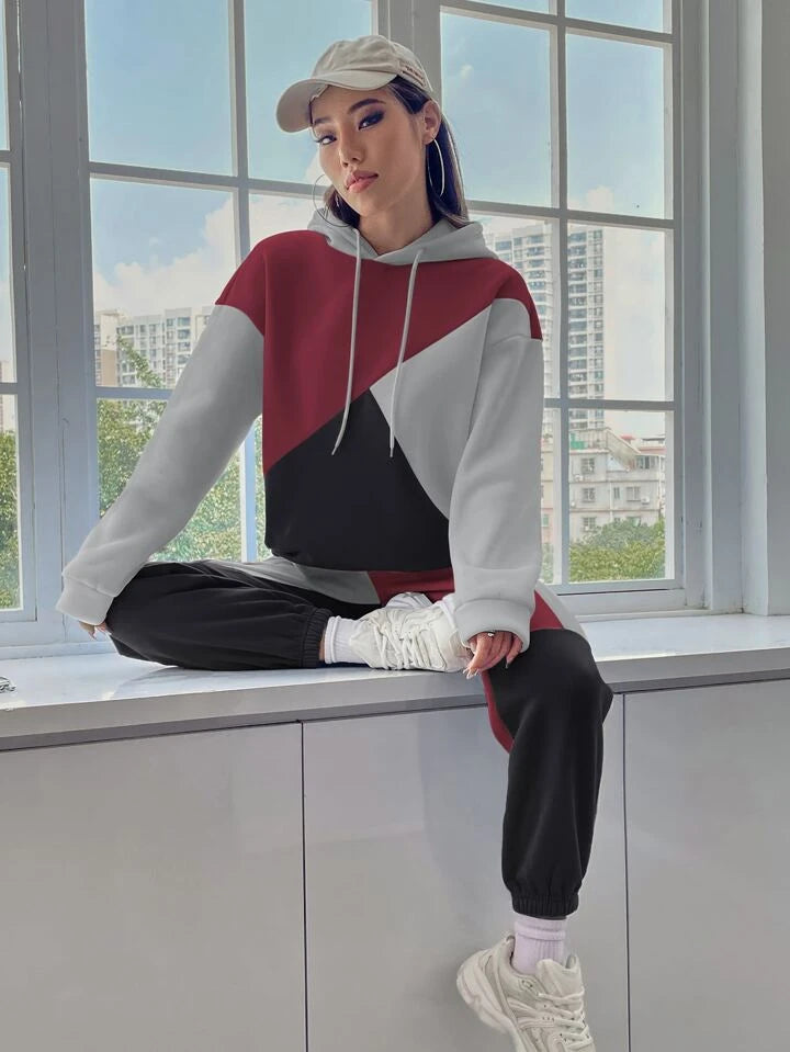 Panel Block Drop Shoulder Track Suit