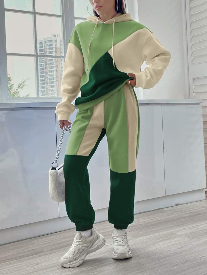 Panel Block Drop Shoulder Track Suit