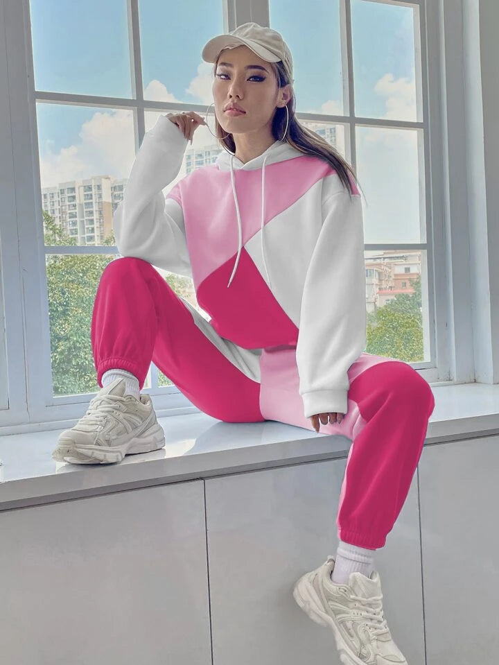 Panel Block Drop Shoulder Track Suit