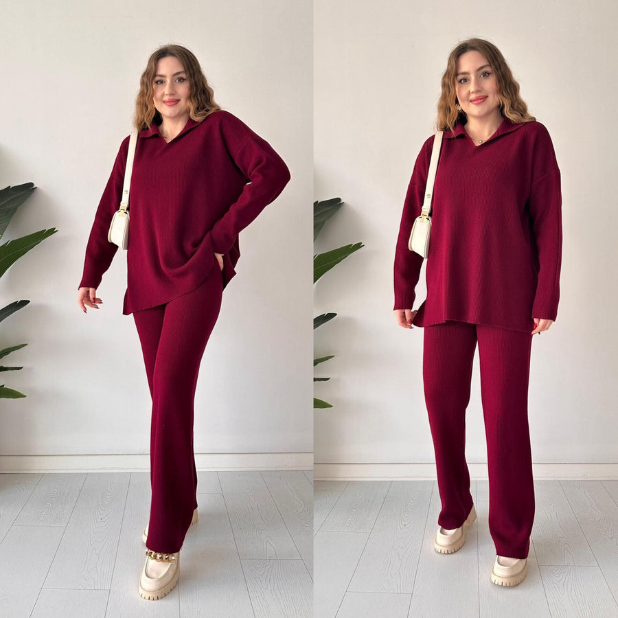 POLO NECK 2 PIECE KNIT CO-ORD SET.