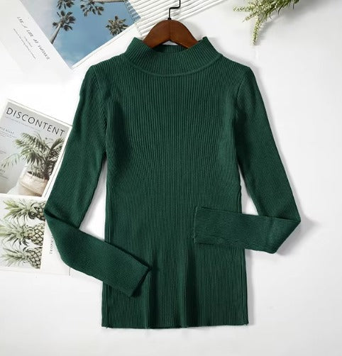 High Neck Long Sleeve Knit Top