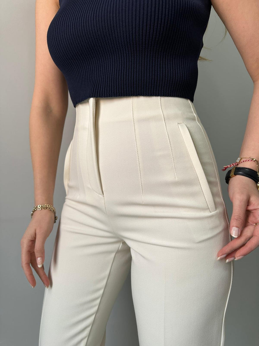 High-Waist Front Flounce Trouser