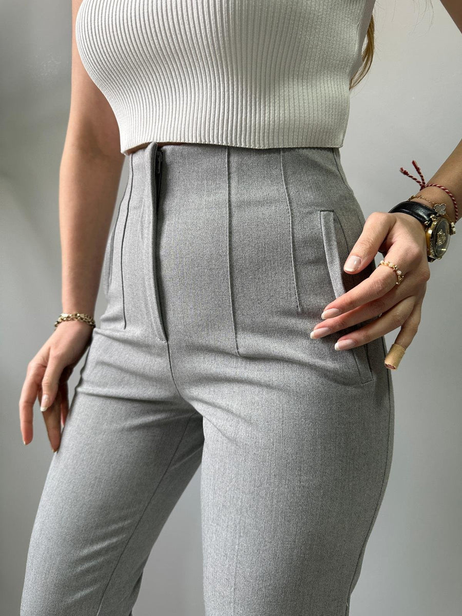 High-Waist Front Flounce Trouser