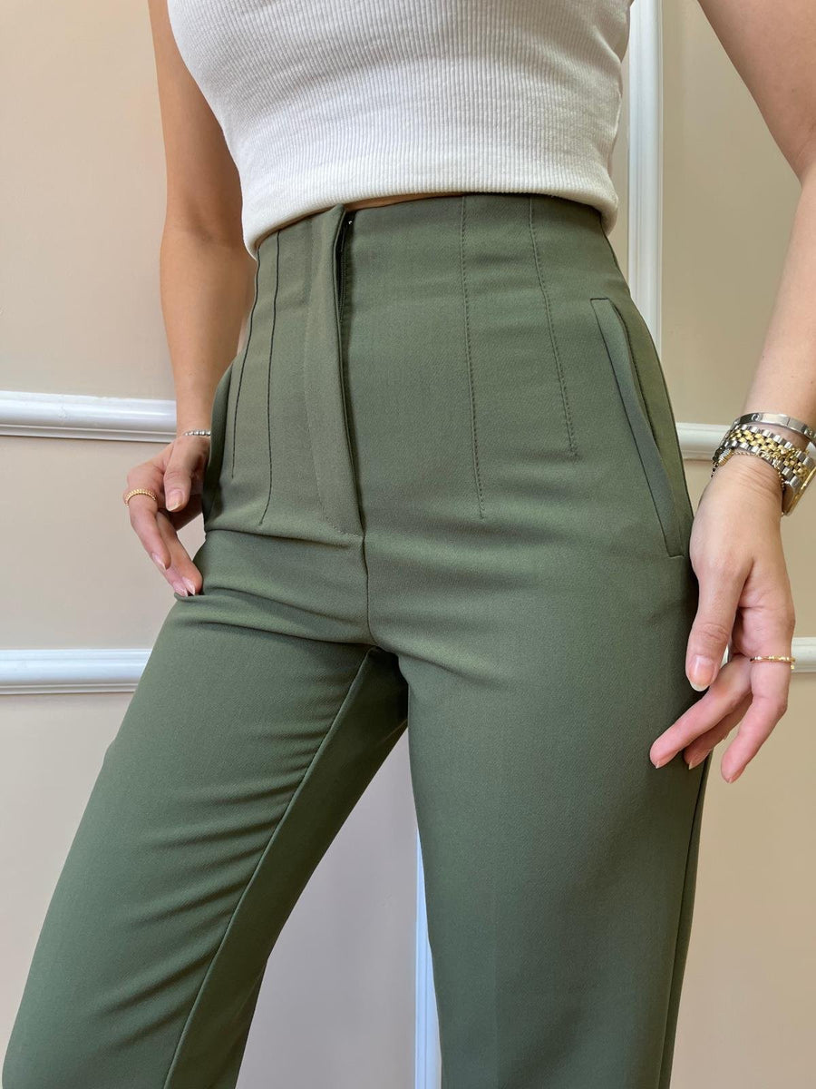 High-Waist Front Flounce Trouser