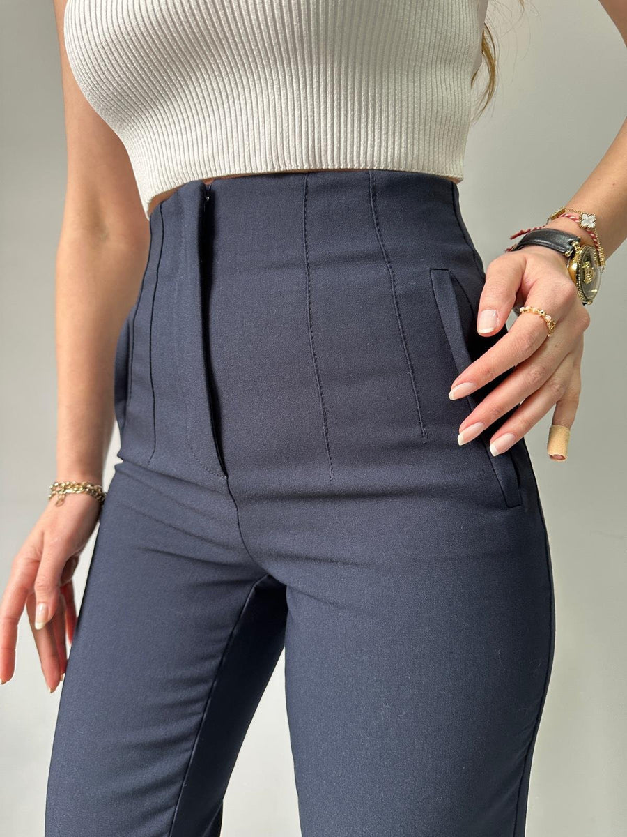 High-Waist Front Flounce Trouser