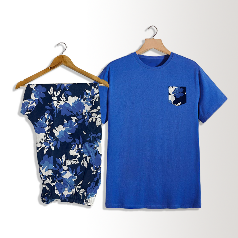 Blue Floral Pocket Nightwear