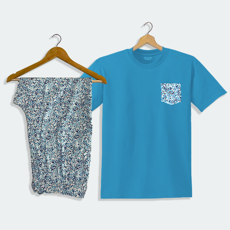 Floral Blue White Pocket Nightwear