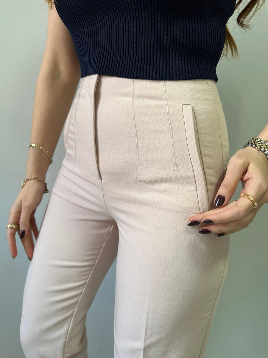 High-Waist Front Flounce Trouser