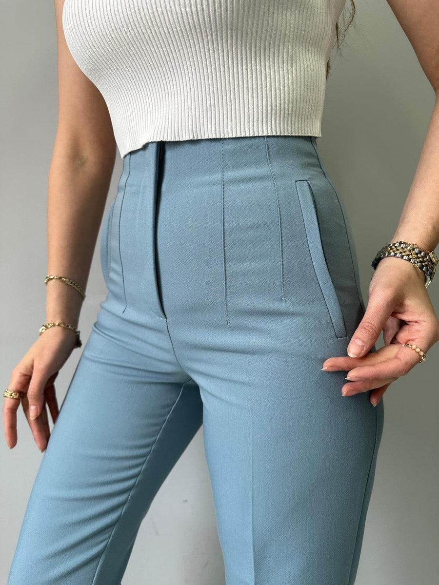 High-Waist Front Flounce Trouser