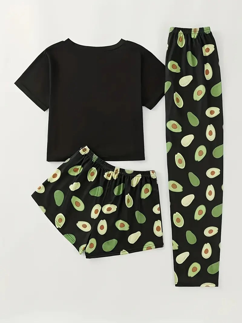 Sleepy Avocados 3 piece nightwear