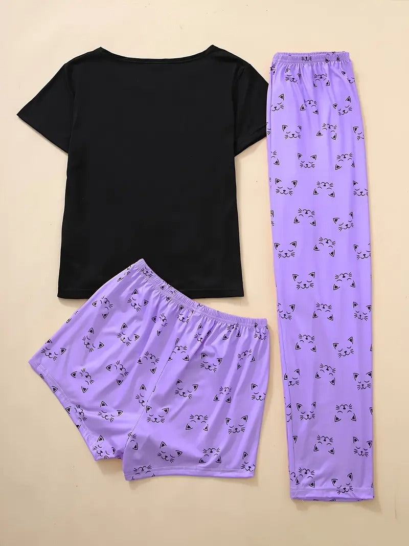 Cozy Kitty 3 Piece Nightwear