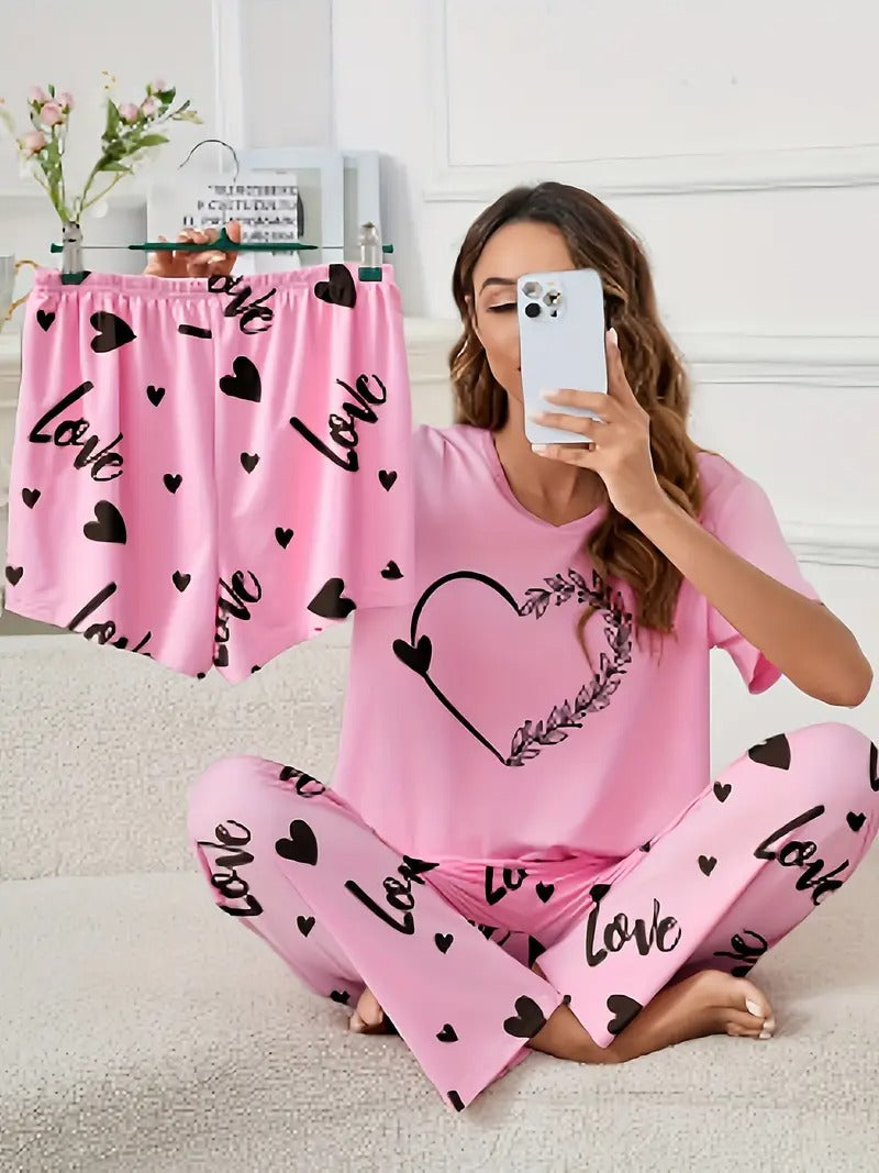 Lovely Hearts 3 piece nightwear