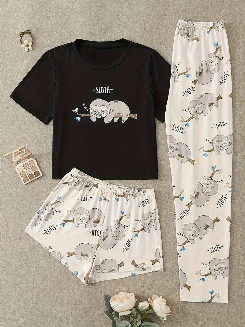 Dreamy Sloth Nights 3 Piece Nightwear