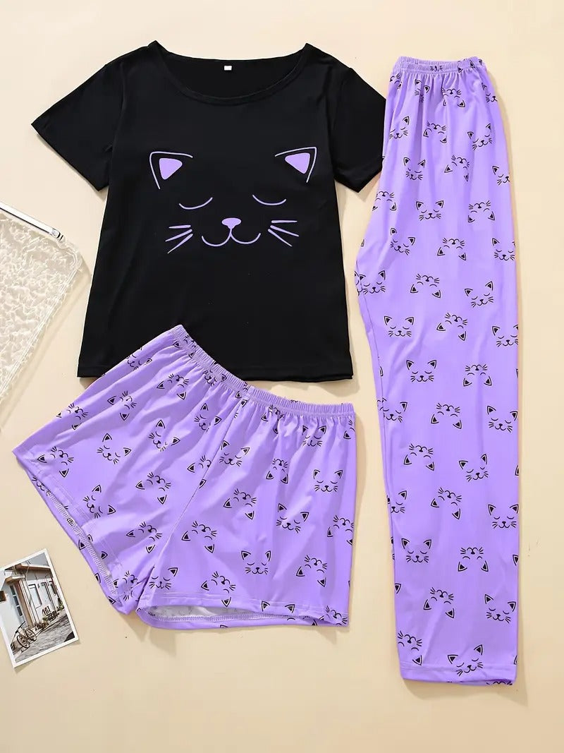 Cozy Kitty 3 Piece Nightwear